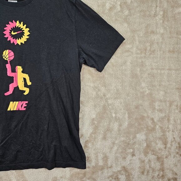 Nike Dri-Fit T-Shirt Men's Size L Black Festival Basketball Short Sleeve Tee - Picture 6 of 10